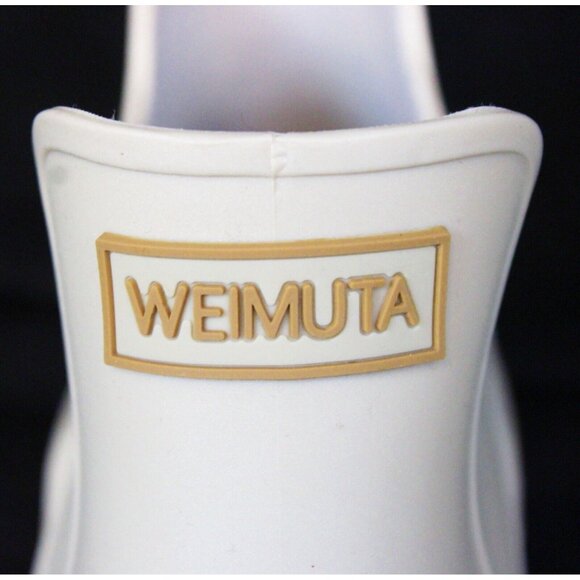 Weimuta Grey Slip On Rain Boots sz 41 Sneakers White Rubber Casual Simple Smooth - Picture 3 of 9